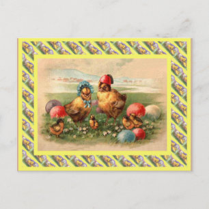 Alters Ostern, 1930er Jahre, Henne und Küken Feiertagspostkarte