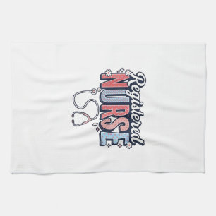 Altersgerechtes Krankenpfleger-Vektor-Shirt-Design Geschirrtuch
