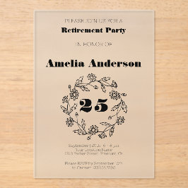 Altersvorsorge - Moderne Blume schwarz Acryleinladungen