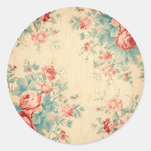 Altersvorstufen, Peach-Shabby Chic Runder Aufkleber (Vorderseite)