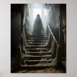 Altes abandoniertes Haus Ghost auf den Treppen Poster