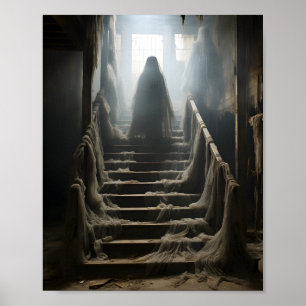 Altes abandoniertes Haus Ghost auf den Treppen Poster
