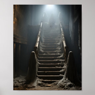 Altes abandoniertes Haus Spooky Geister auf den Tr Poster