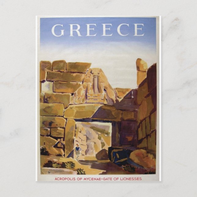 Altes Advert Griechenland Mycenae Tor von Lionesse Postkarte (Vorderseite)