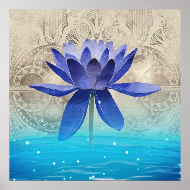 Altes Ägypten Gestyled Magic Blue Lotus Blume Poster (Vorne)