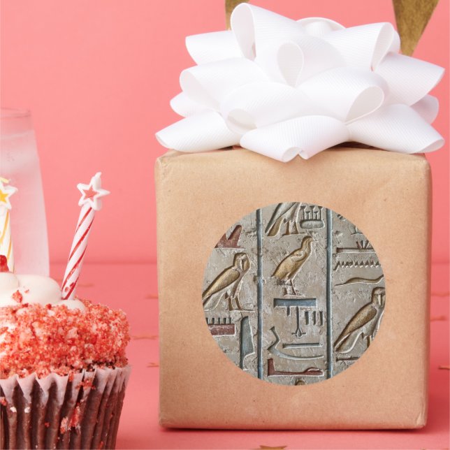 Altes Ägypten Hieroglyphische Gravur Pharoah Gesch Runder Aufkleber (Party)