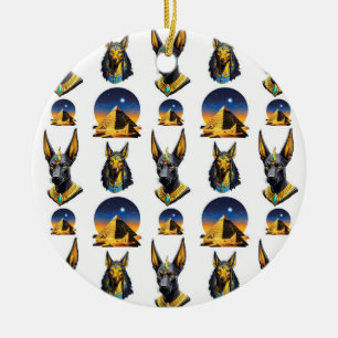Altes Ägypten Pyramide Anubis Muster Design  Keramik Ornament