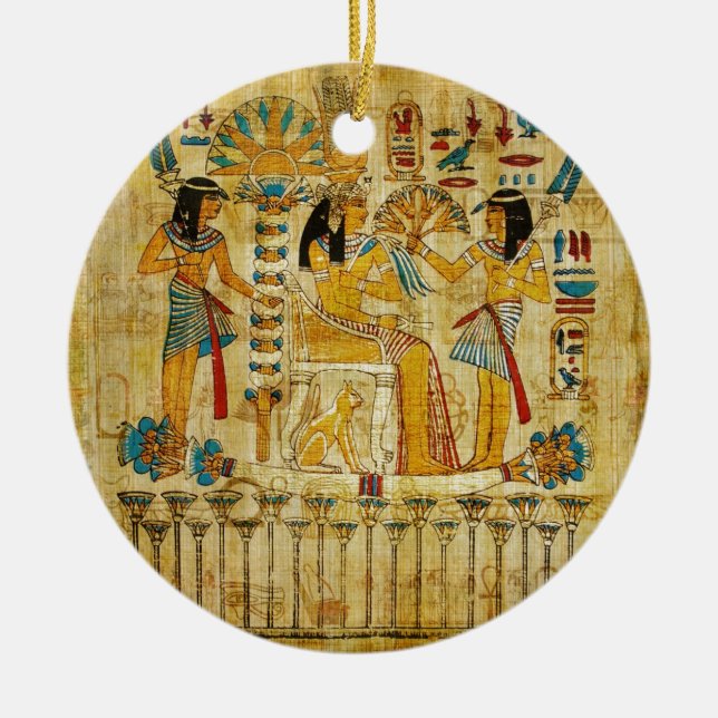 Altes Ägypten-Tapisserie-Rolle Heirogliphics Keramik Ornament (Vorne)