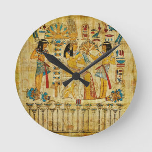 Altes Ägypten-Tapisserie-Rolle Heirogliphics Runde Wanduhr