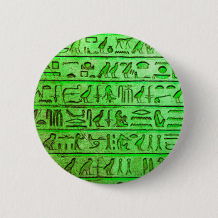 Altes ägyptisches Hieroglyphen-Grün Button