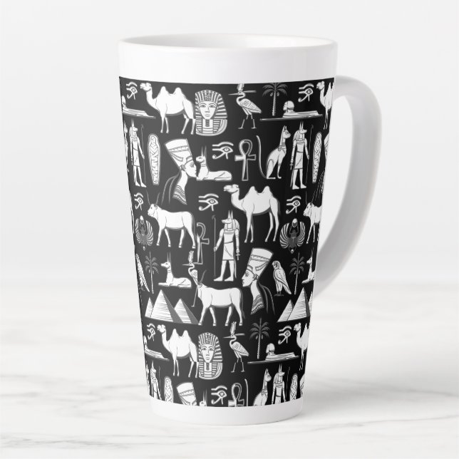 Altes ägyptisches Hieroglyphensymbol-Muster      Milchtasse (Rechte Ecke)