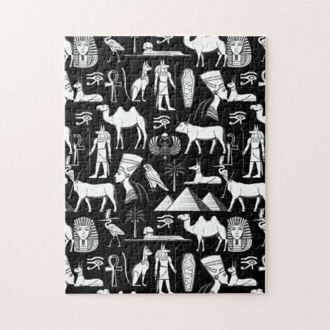 Altes ägyptisches Hieroglyphensymbol-Muster      Puzzle (Vertikal)