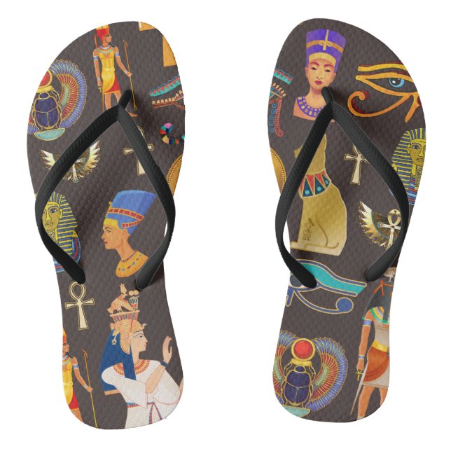 Altes ägyptisches Hieroglyphisches Muster Flip Flops (Fußbett)
