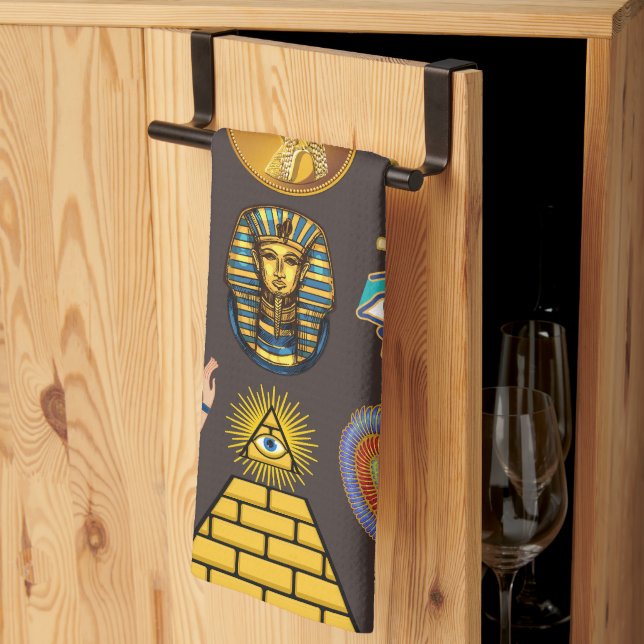 Altes ägyptisches Hieroglyphisches Muster Geschirrtuch (Drittel gefaltet)