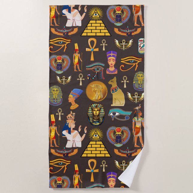 Altes ägyptisches Hieroglyphisches Muster Strandtuch (Vorderseite)
