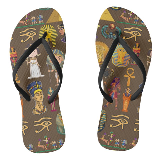 Altes ägyptisches Hieroglyphisches Muster-Symbol Flip Flops (Fußbett)