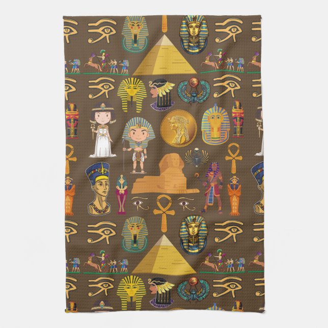 Altes ägyptisches Hieroglyphisches Muster-Symbol Geschirrtuch (Vertikal)