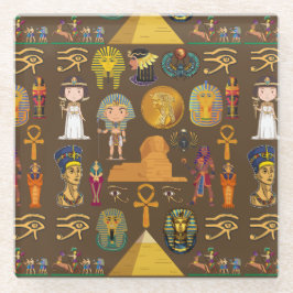 Altes ägyptisches Hieroglyphisches Muster-Symbol Glasuntersetzer