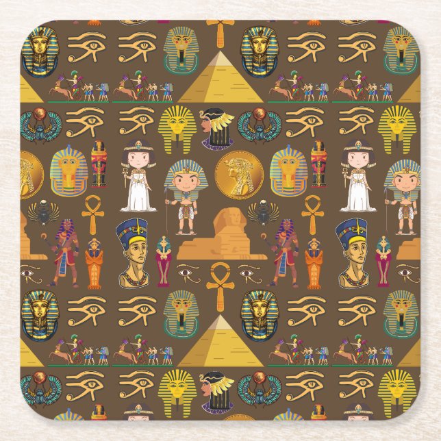 Altes ägyptisches Hieroglyphisches Muster-Symbol Rechteckiger Pappuntersetzer (Vorderseite)