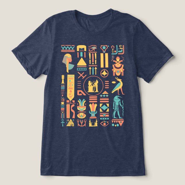 Altes ägyptisches Hieroglyphs Shirt Tri-Blend (Design Vorderseite)