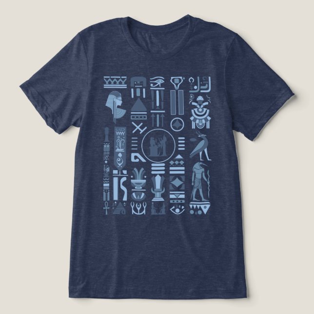 Altes ägyptisches Hieroglyphs Shirt Tri-Blend (Design Vorderseite)