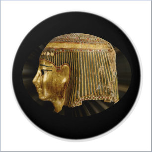 Altes ägyptisches Schwarz und Gold Keramikknauf