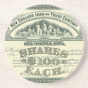 Altes Aktienzertifikat Unternehmensfinanzierung Sandstein Untersetzer