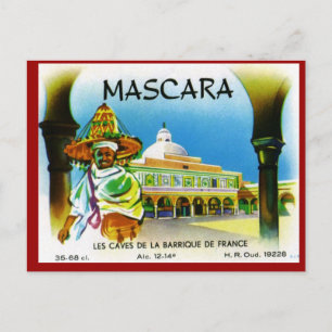 Altes algerisches Weinlabel, Mascara 1 Postkarte
