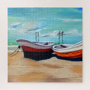 Altes, altes Schiff auf einem Sandstrand Puzzle