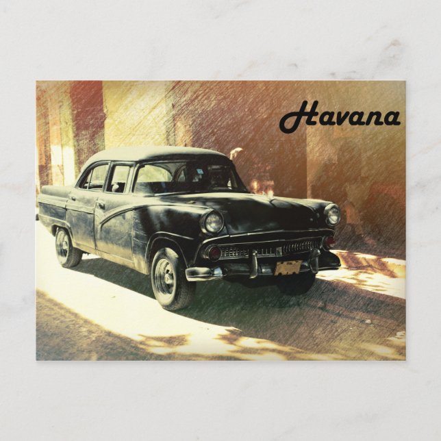 Altes amerikanisches Auto auf der Straße in Havann Postkarte (Vorderseite)