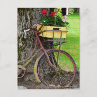 Altes antikes Fahrrad mit Blume Basket