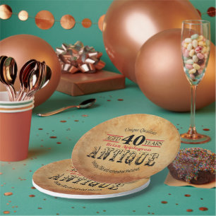 Altes, antikes und Vintages 40. Geburtstagsdesign Pappteller
