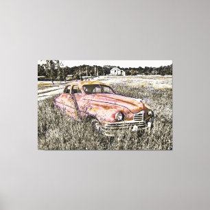 Altes Auto Art 3 überzogene Canvas Leinwanddruck