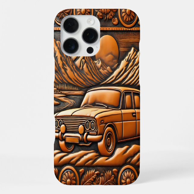 Altes Auto auf landschaftlicher Fahrt iPhone Hülle (Rückseite)