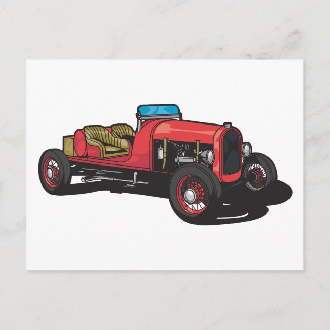 Altes Auto (rot) Postkarte (Vorderseite)