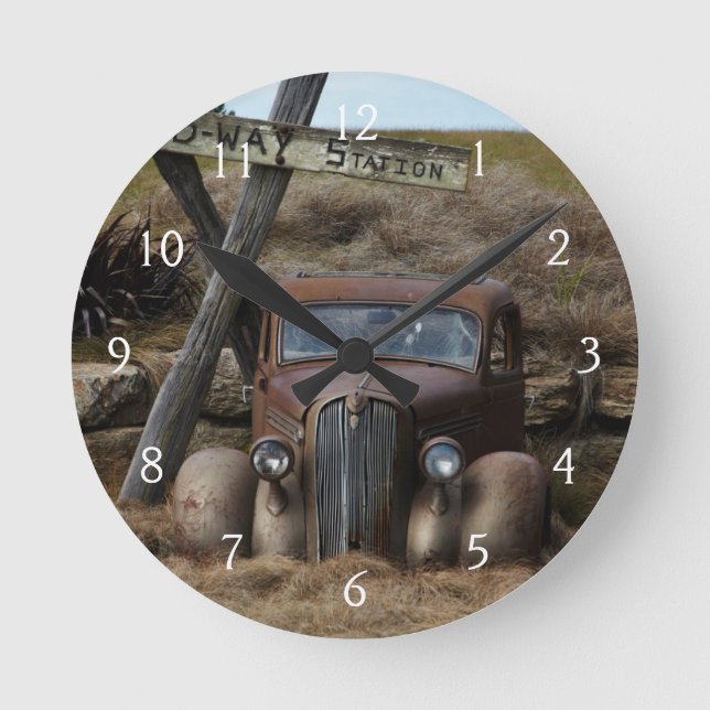 Altes Auto Runde Wanduhr (Vorderseite)