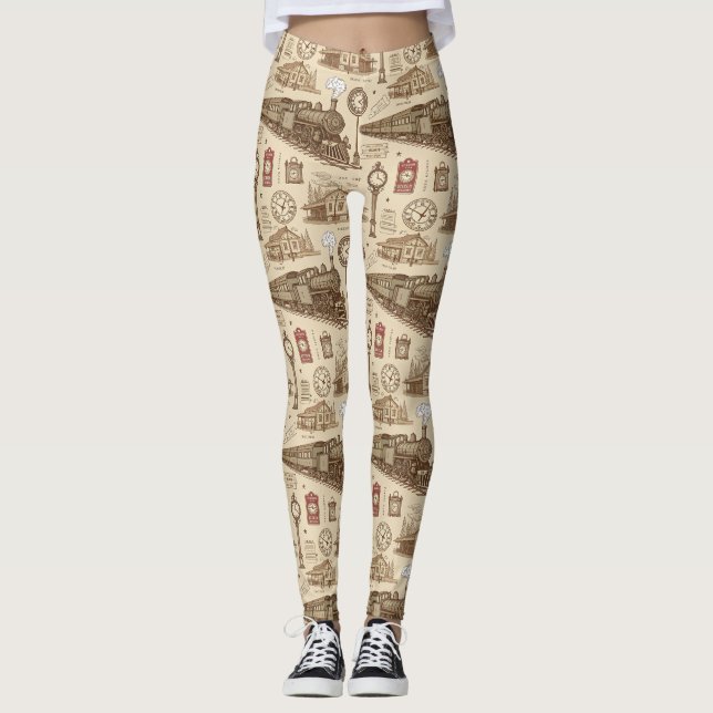 Altes Bahnhofs Muster (1) Leggings (Vorderseite)