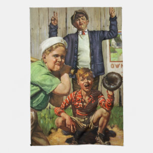 Altes Baseballspiel, Kinder Jungen Sportler Geschirrtuch