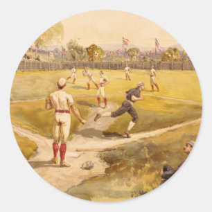 Altes Baseballspiel Runder Aufkleber
