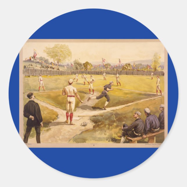 Altes Baseballspiel Runder Aufkleber (Vorderseite)