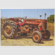 Altes Bauerentraktor Vintage-Dekupage-Seidenpapier