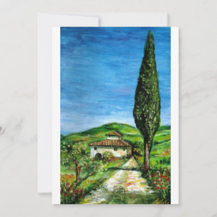 ALTES BAUERNHÄUSCHEN IN CHIANTI, blau grün rot wei Einladung