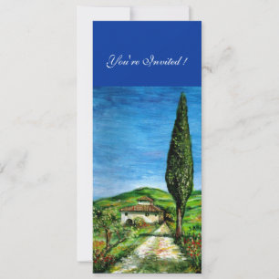 ALTES BAUERNHÄUSER IN CHIANTI, blau grün rot weiß Einladung