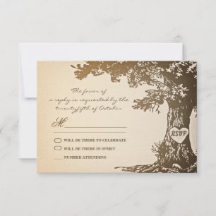 altes Baum Vintage Hochzeit RSVP Design Karte
