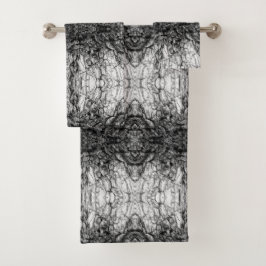 Altes Baumrinden Schwarz-Weiß-Foto Musterdesign Badhandtuch Set