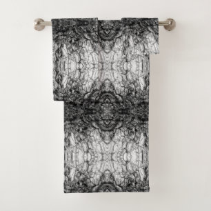 Altes Baumrinden Schwarz-Weiß-Foto Musterdesign Badhandtuch Set