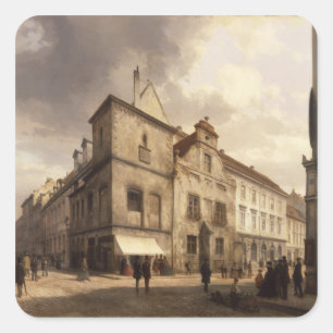 Altes BerlinRathaus, 1867 Quadratischer Aufkleber