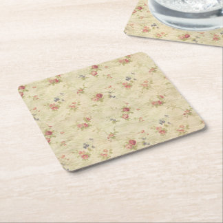 Altes beunruhigtes Gewebemuster der Vintagen Rosen Rechteckiger Pappuntersetzer