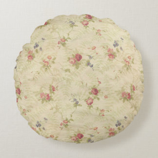 Altes beunruhigtes Gewebemuster der Vintagen Rosen Rundes Kissen
