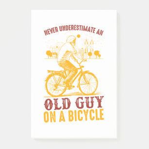 Altes Biker-Design Fahrrad Unterschätze nie Post-it Klebezettel